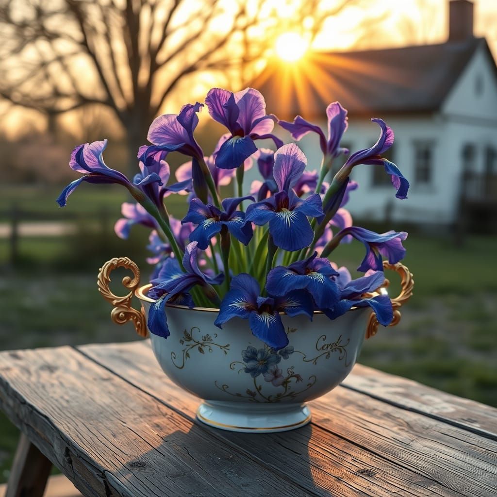 Serene Spring Morning in Elegant Porcelain Vase