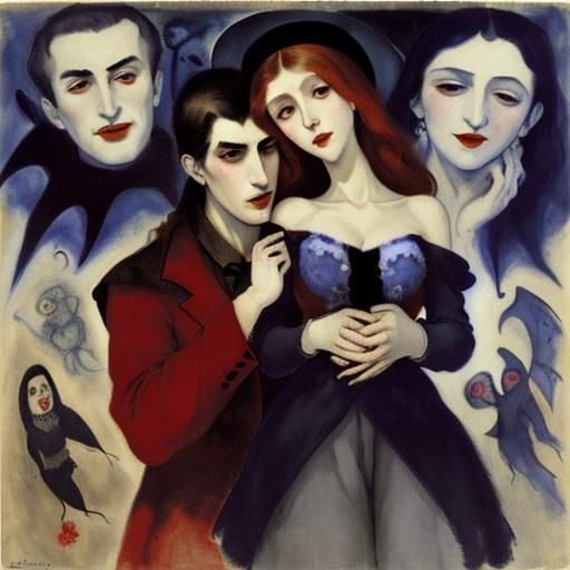 Vampire Portrait in Rothko, Serebriakova, and Chagall Style
