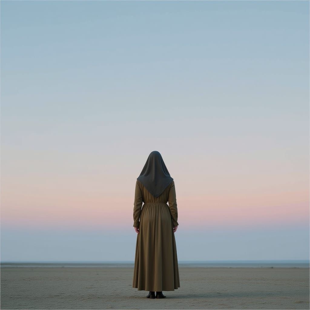 Ethereal Landscape with Lone Figure in O'Keeffe Style