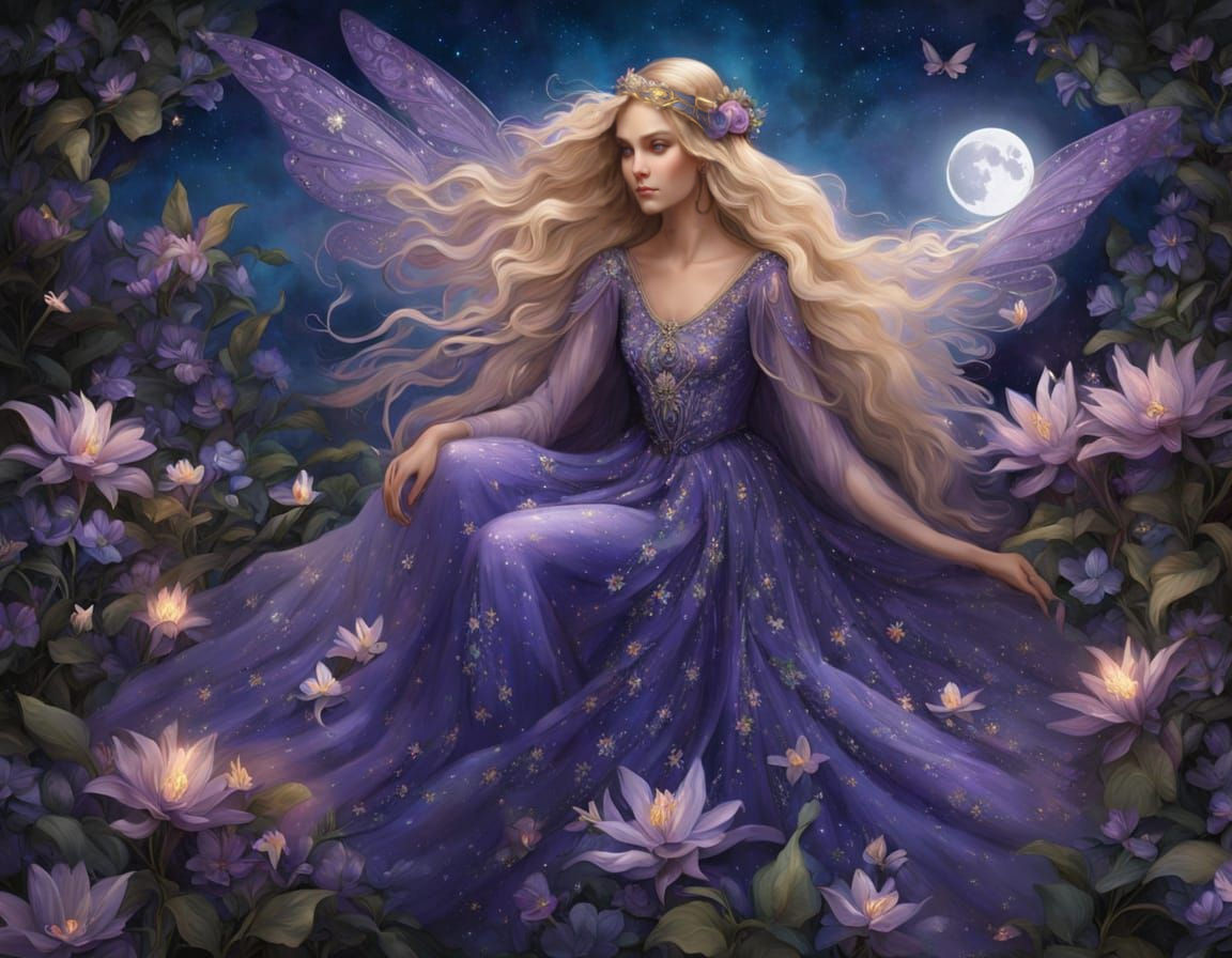 Ethereal Fairy in Whimsical Garden Scene