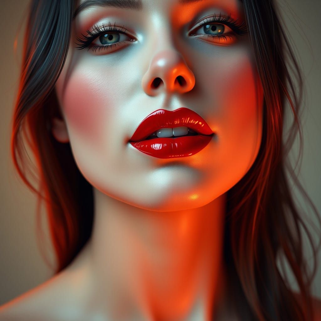 Crimson Beauty in Art Nouveau Style