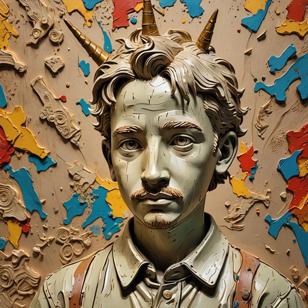 Surreal Bookish Mind: Child Drawing and Wood Sculpture