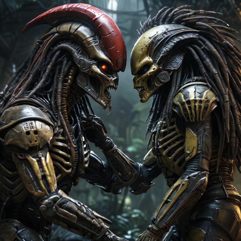 Hyperrealistic Alien vs Predator Concept Art