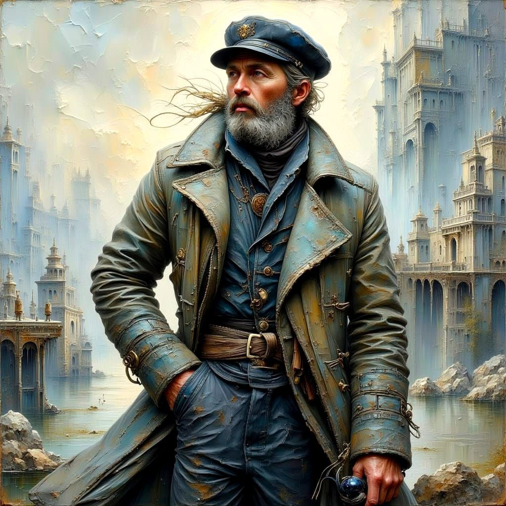 Textured Impasto Painting of a Sailor's Sunny Voyage