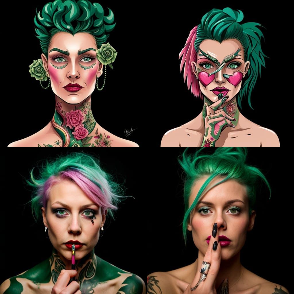 Punk Girl with Pink Hair in a Cyberpunk City