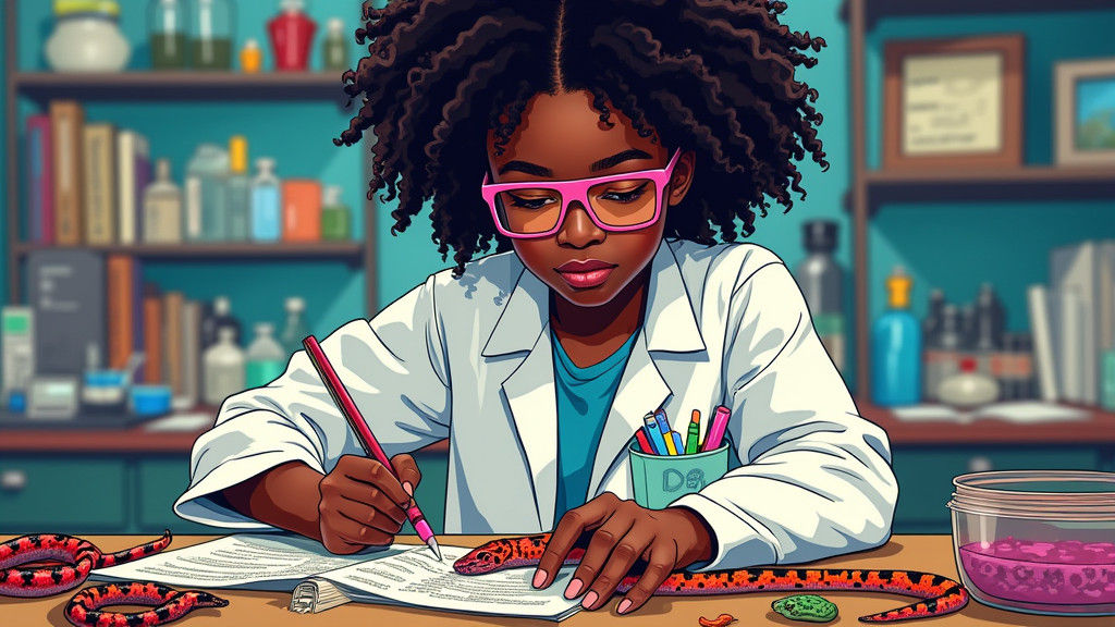 Pop Art Scientist Experimenting With Snakes