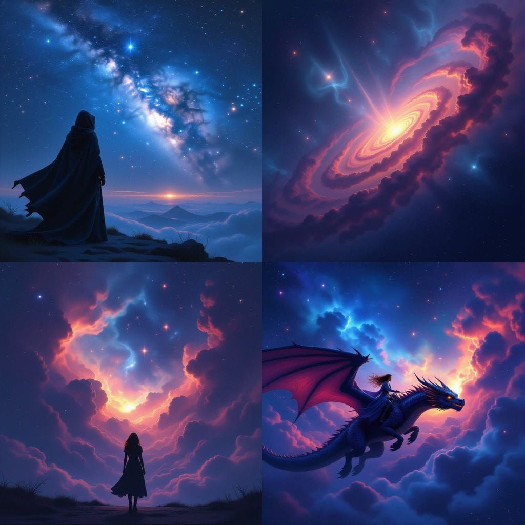 Epic Night Nebula Digital Matte Painting