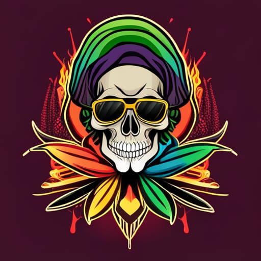Rasta Skull Football Logo in Pop Art Style