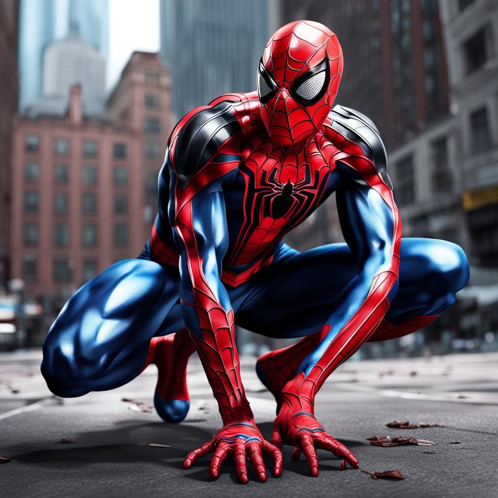 Hyperrealistic Spider-Man 2099 in Cityscape