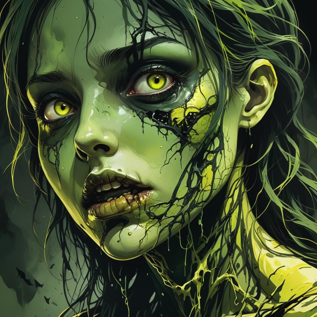 Macabre Horror: Decaying Figure Consuming Head