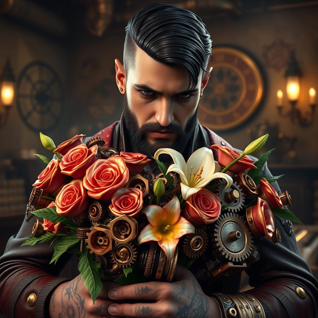 Steampunk Gentleman in Victorian Study