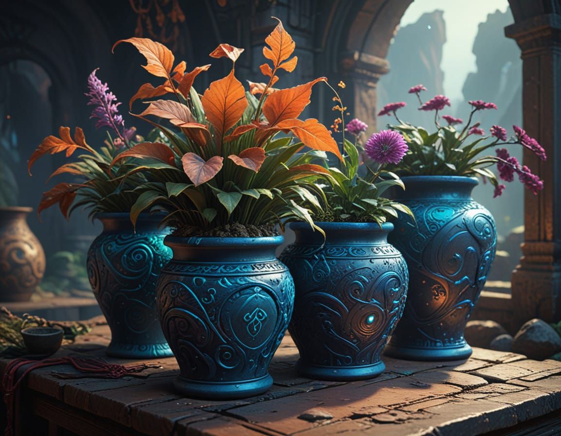Surreal Clay Vessels in Mystic, Ancient Style Concept Art