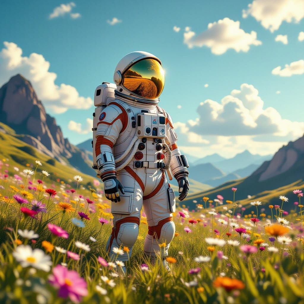 Astronaut Explores a Whimsical Fantasy World