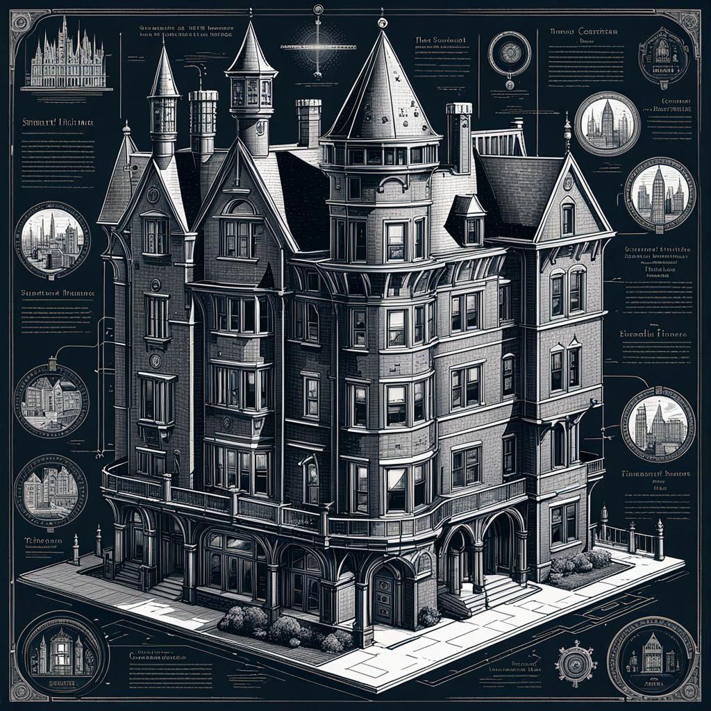 Steampunk Smart Home Diagram in Copperplate Style