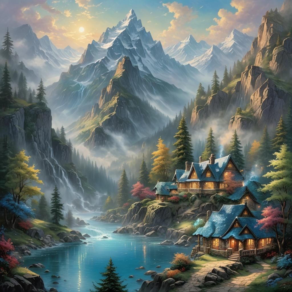 Ethereal Crystal Blue Waters and Ancient Mountains