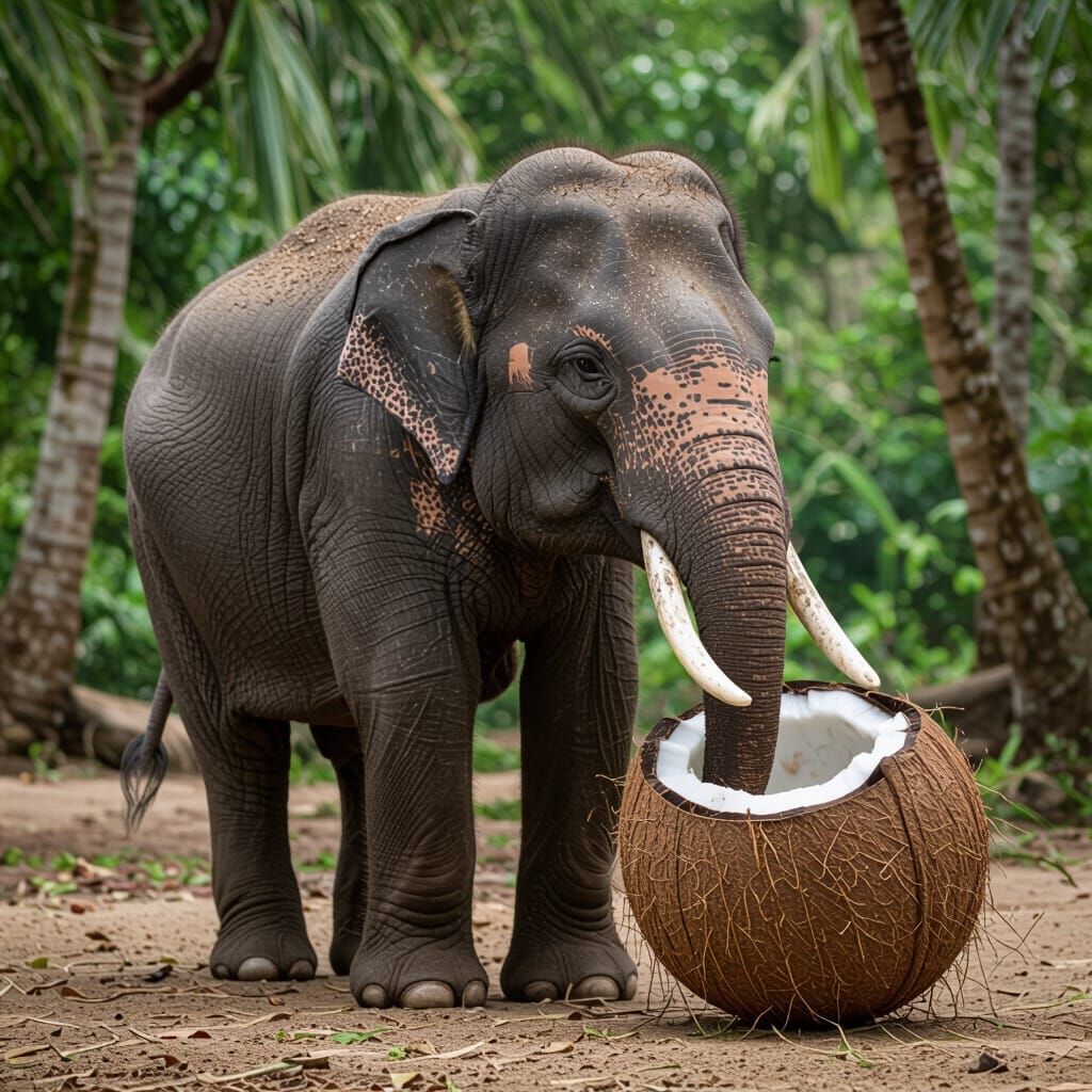 Elephant-Coconut Hybrid Creature Unveiled