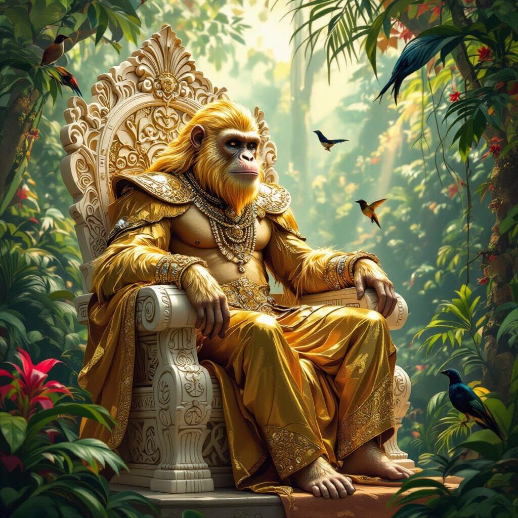 Golden Ape King in Art Deco Jungle