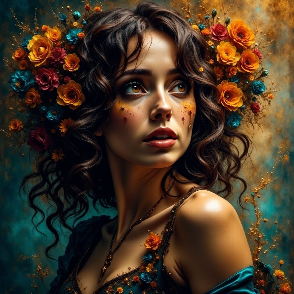 A Woman Lost in Thought: Hyperrealistic Portrait of Emotiona...