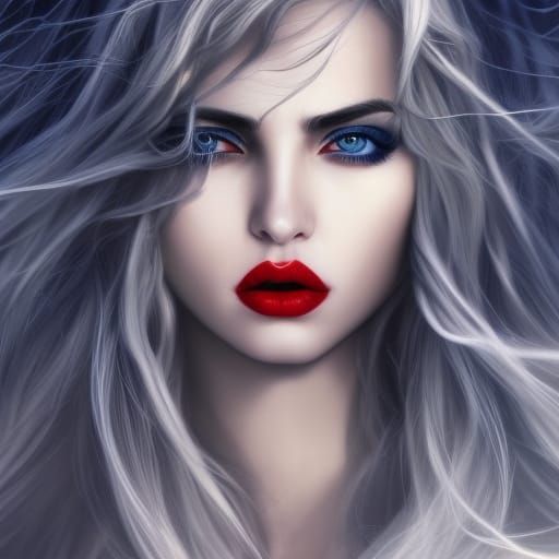 Gothic White Witch Portrait in Fantasy Art Style