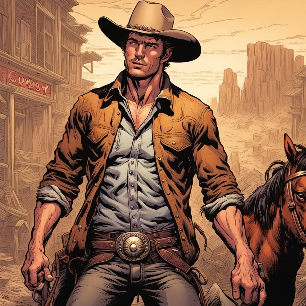 Antique Cowboy in Comic Book Art Style
