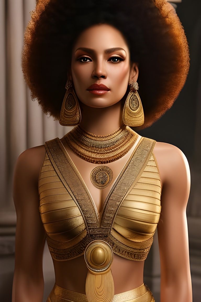 Detailed Red-headed Snake Goddess in Egyptian Style