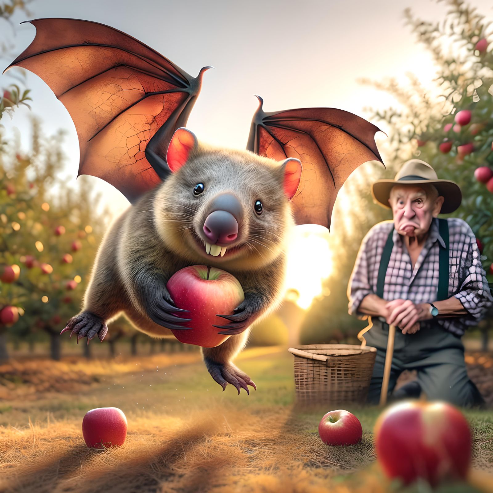 Wombat-Bat Hybrid Escapes Apple Farm