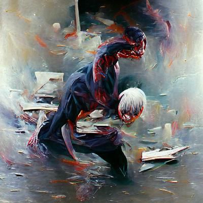 Kaneki Portrait in Oil Painting Style