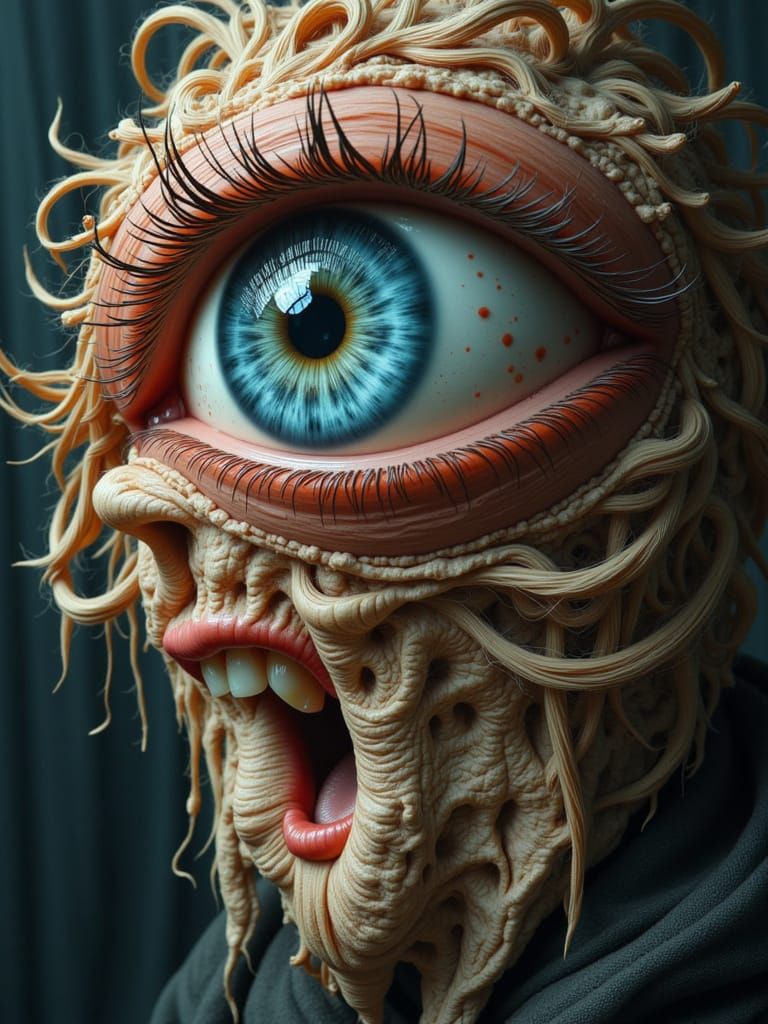 Fractal Faced Men Trapped in Eye Concept Art