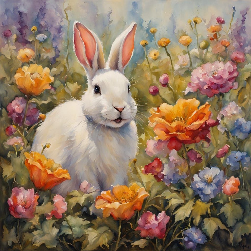 Bunny and flowers