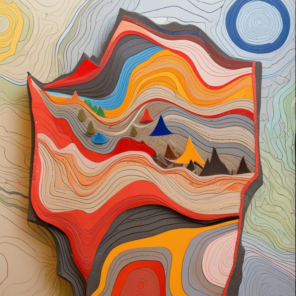Outsider Art Sculpture of Mountain Map
