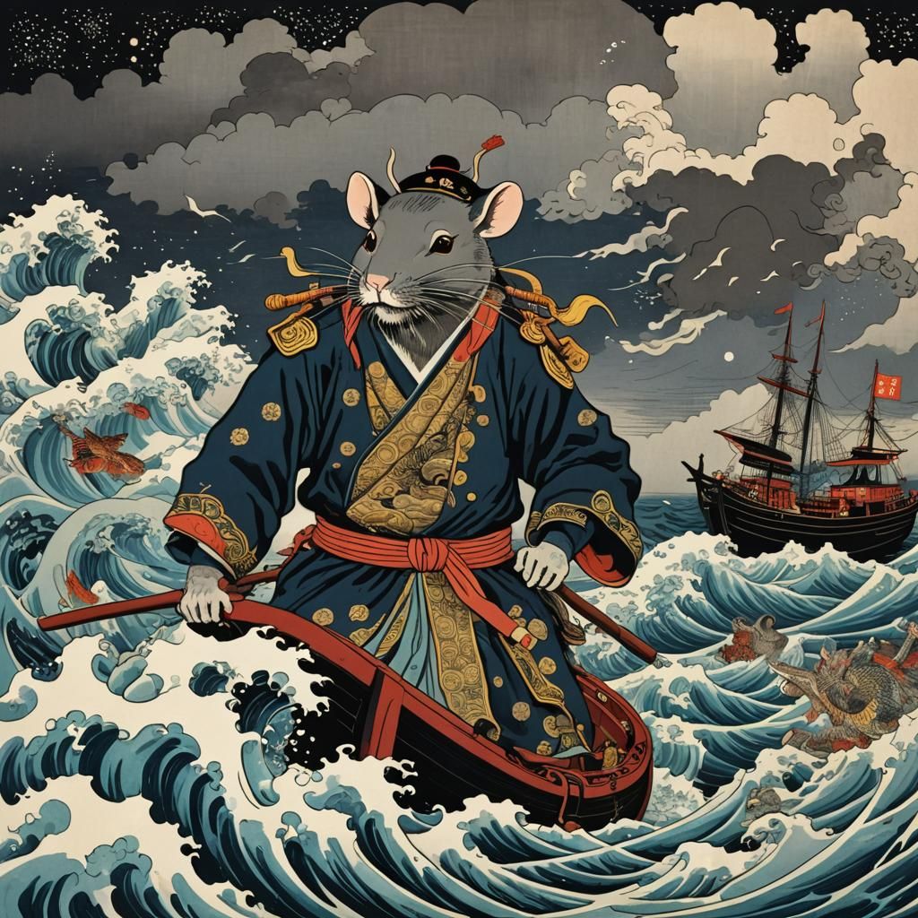 English Captain in Ukiyo-e Woodblock Print Style