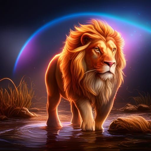 Rainbow Leo Zodiac Sign Fantasy Art