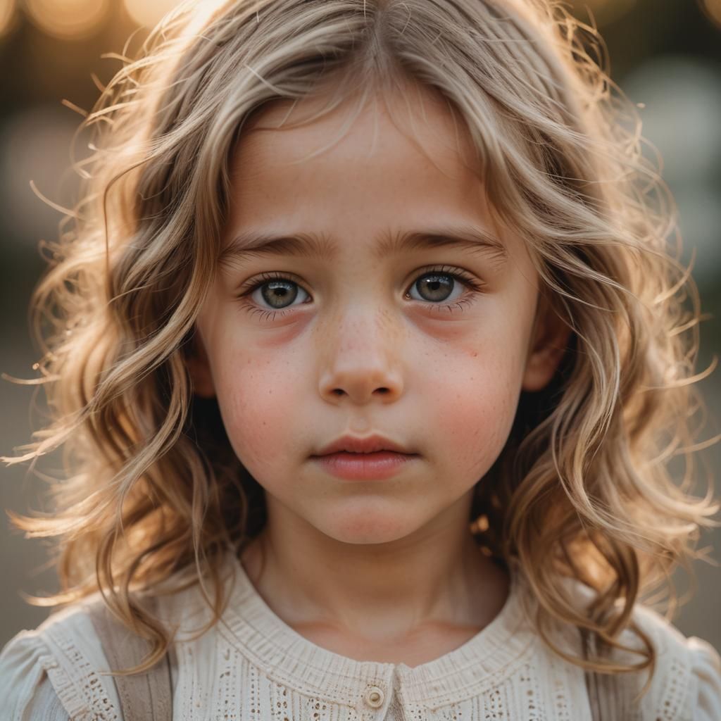 Innocent Child Portrait in Golden Hour Light