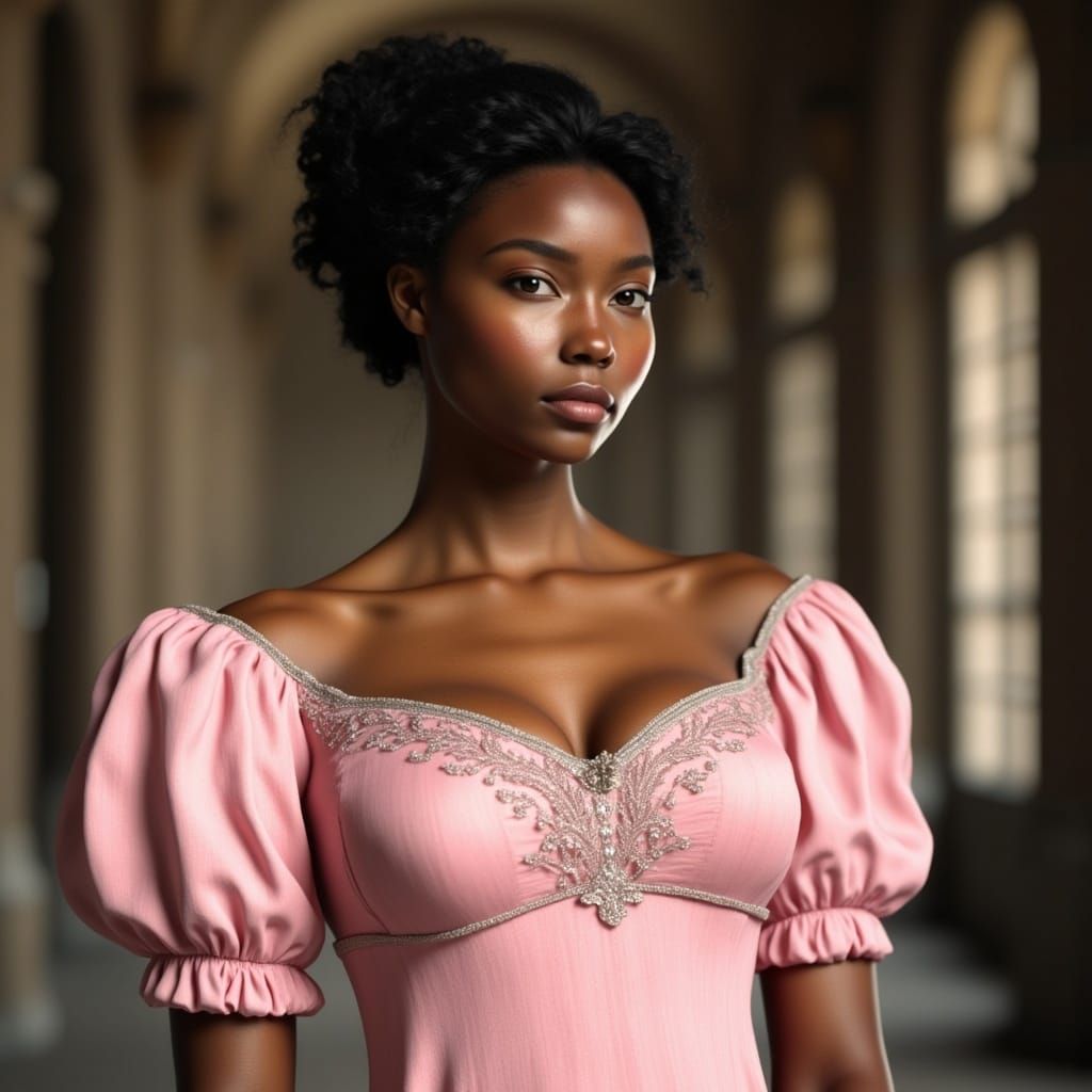 Elegant Regency Woman in Pink Attire