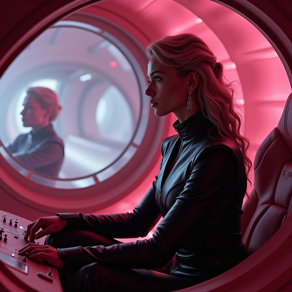 Lucy Butler in Rhodonite Spaceship, Digital Painting