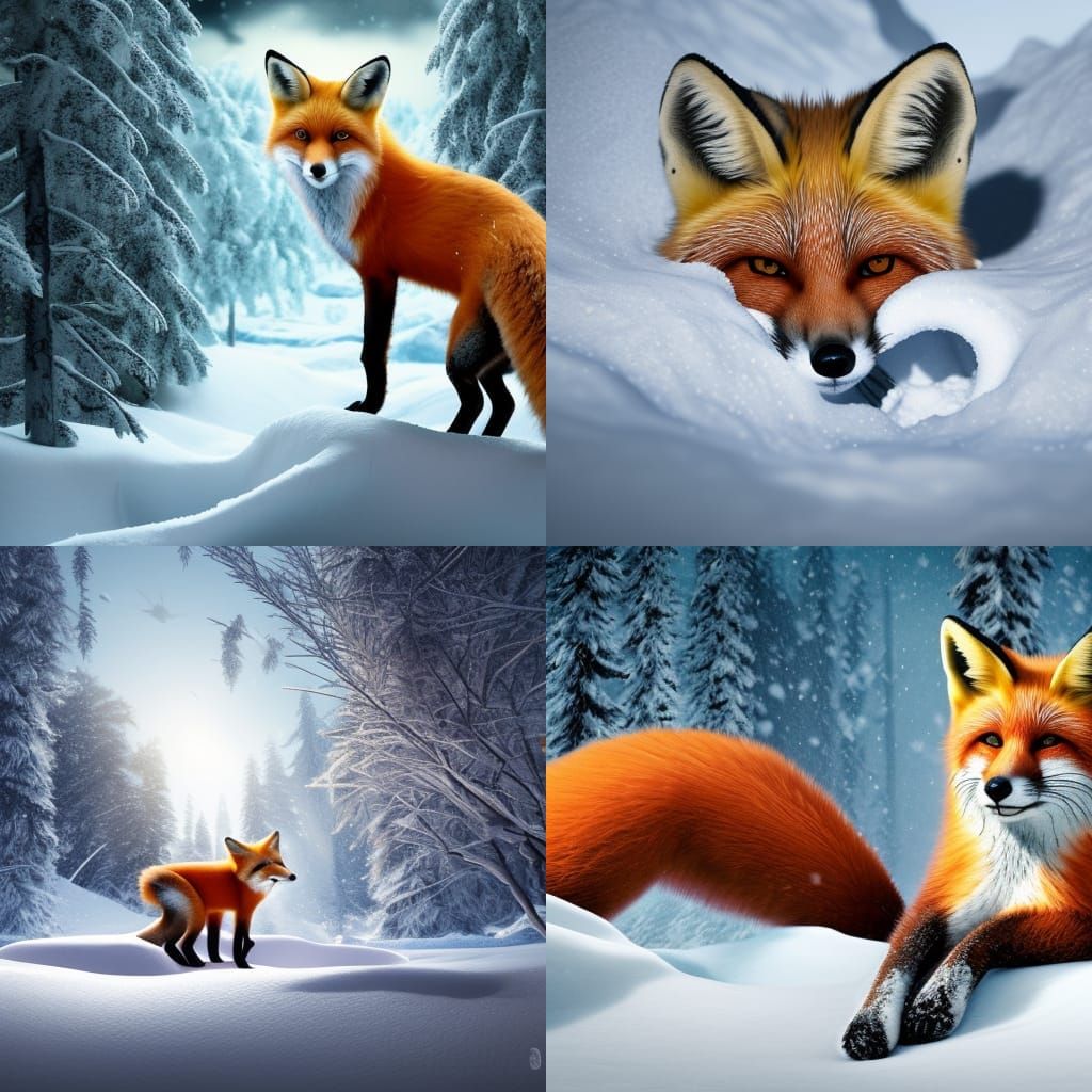 Red Fox in Snowdrift: Hyperrealistic Octane Render