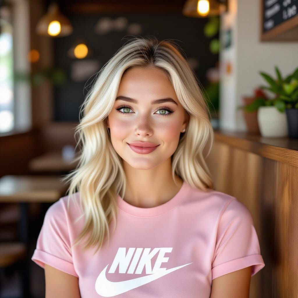 Golden Hour Café Portrait of Woman with Hazel Eyes