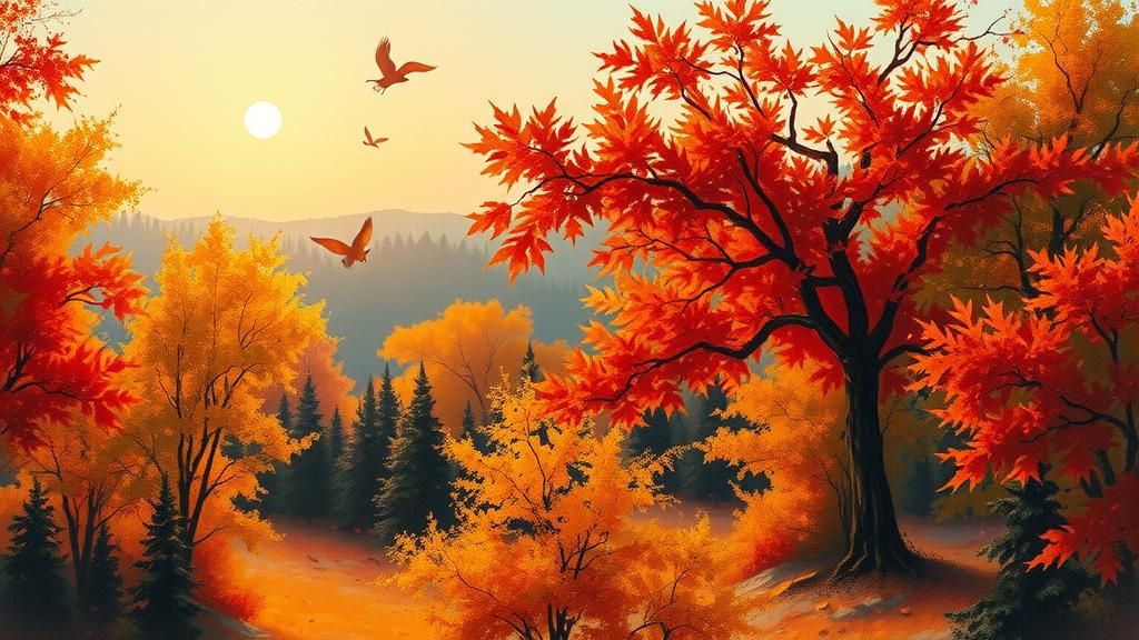 Vibrant Autumn Landscape in Impressionist Style