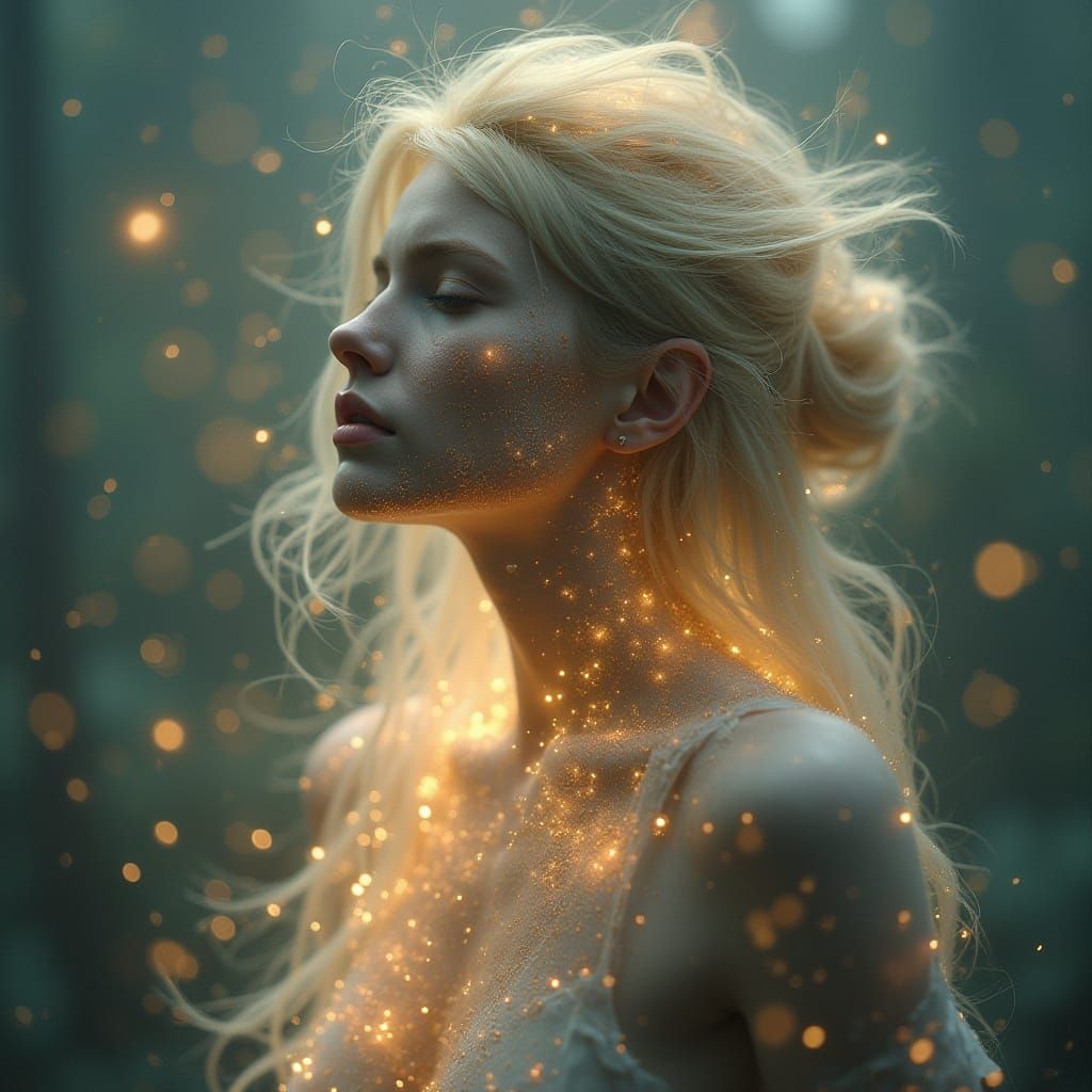 Luminous Ether-Form Composed of Shimmering Particles