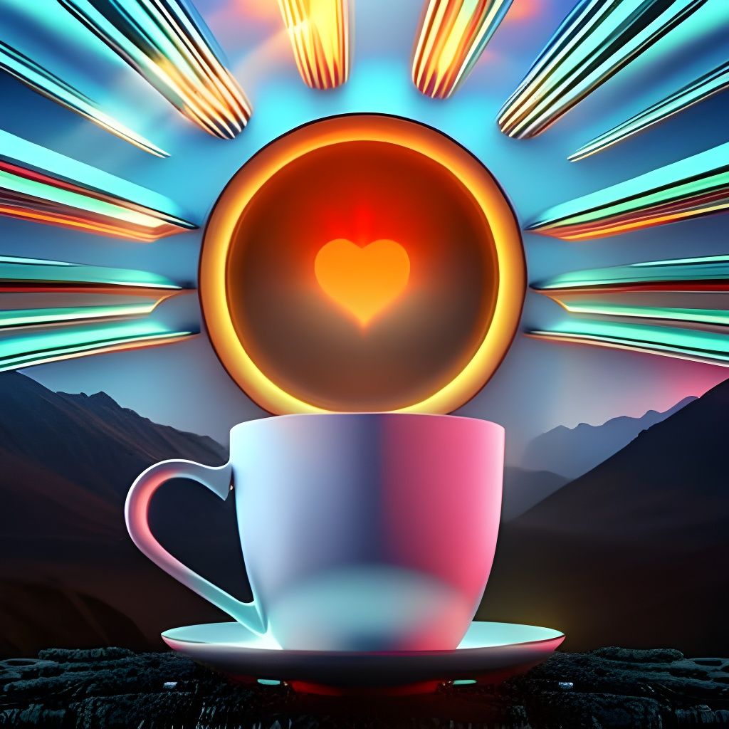 Sunrise Coffee Mug: 3D Digital Art Illustration
