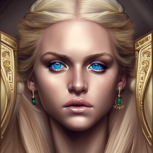 Regal Queen Portrait with Emerald Eyes