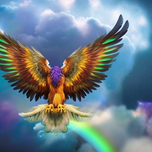 Rainbow Griffin Cub with Crystal Sparkles