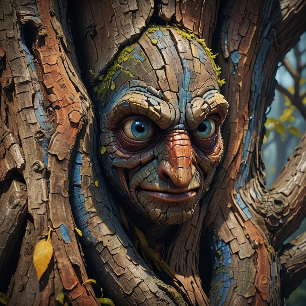 Worm Trapped in Tree Trunk: Detailed Concept Art