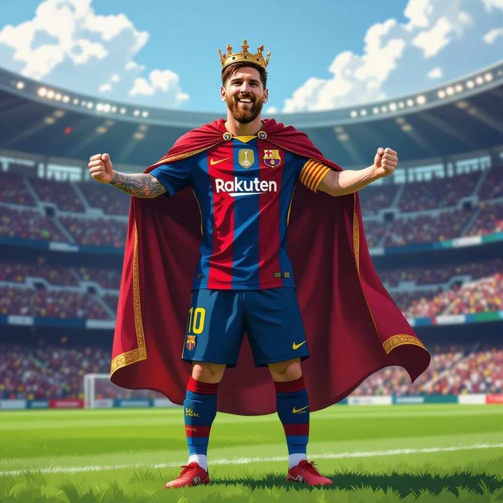 Lionel Messi as Soccer King Digital Art