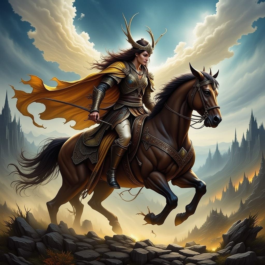 Majestic Fantasy Steed in Enchanted Landscape