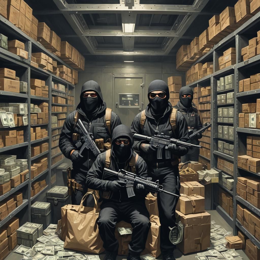 Sinister Robbers with AR-15s in Vault