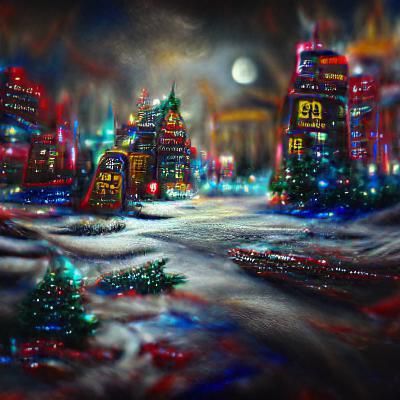 Christmas City at Midnight: Detailed 8K Painting