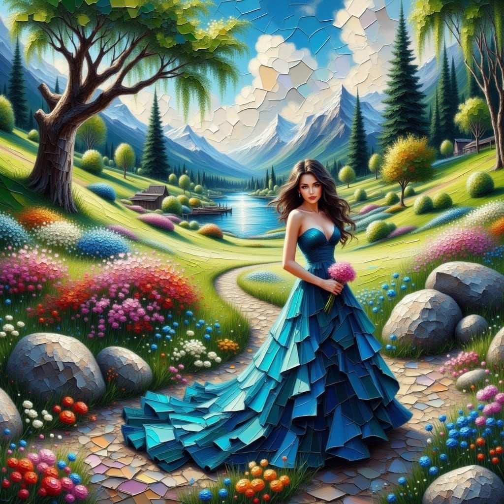 Cracked Impasto Texture Generated by AI