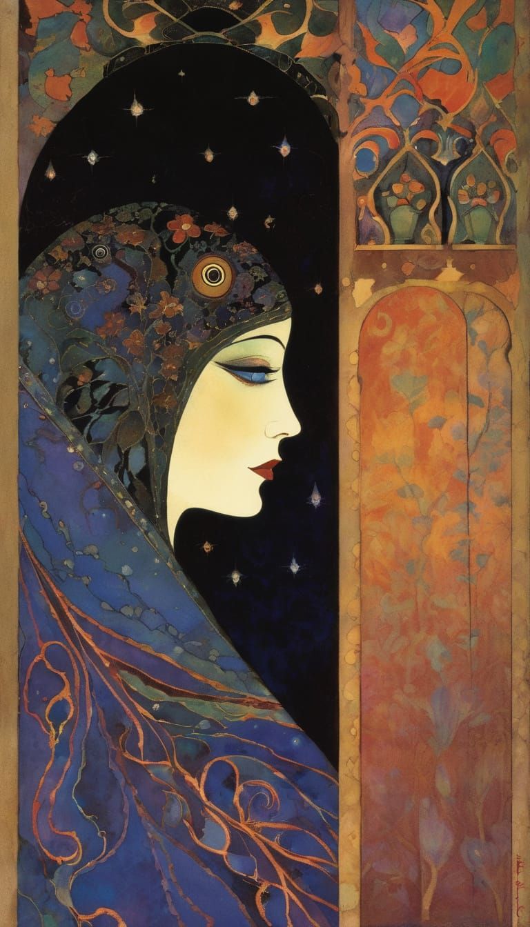 Mysterious Female Figure in Dark Shadows