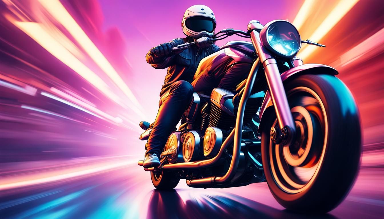 Riding a motorcycle in vaporware style